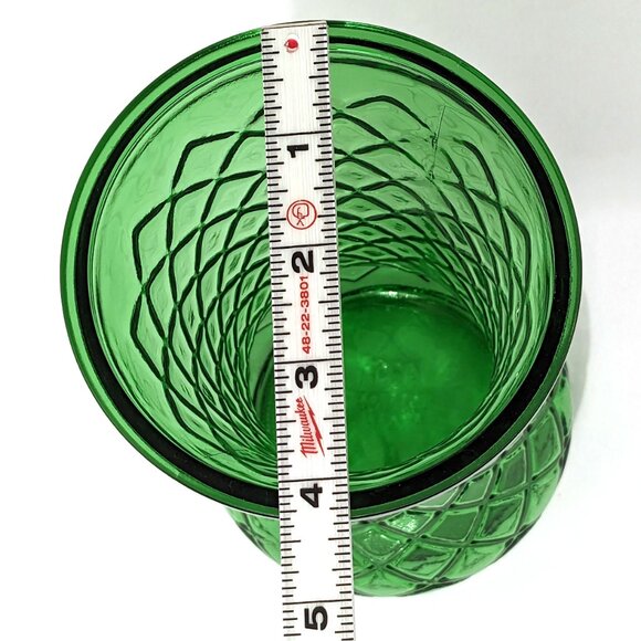 Emerald Green Vase Vintage Hoosier Glass 9 3/4" Tall Quilted Diamond 4081 USA - Picture 6 of 12